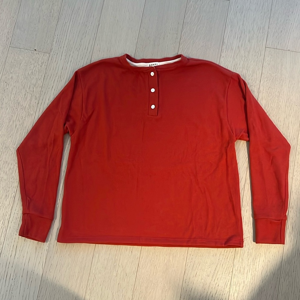 DONNI Sweater Henley in Rust